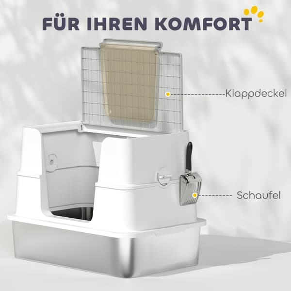 SONNENH Kattebak, rustfrit stål, XL inderside, med ske, lysegrå