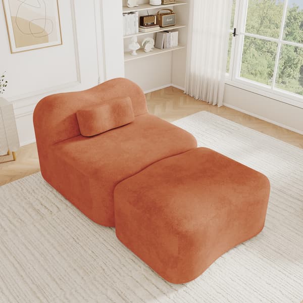 SONNENH Sofa, Velour, Orange, 96 × 167 × 70 cm