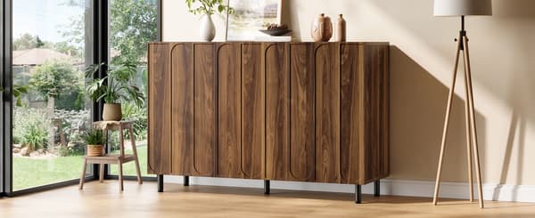 SONNENH Skoskab, MDF / Spånplade, Valnød, 120 × 37 × 80 cm