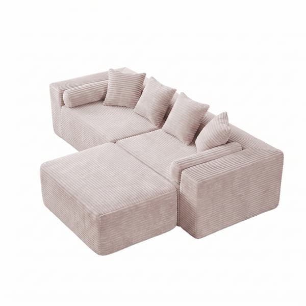 SONNENH Modulär tvärsektion med L-formad vilstol, molnsoffa, vardagsrum, sovrum mjuk kudde soffa - ingen installation krävs - chenilletyg (Beige)