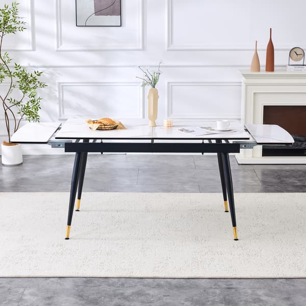 SONNENH Spisebord, Sintret sten, Hvid, 200 × 80 × 76 cm