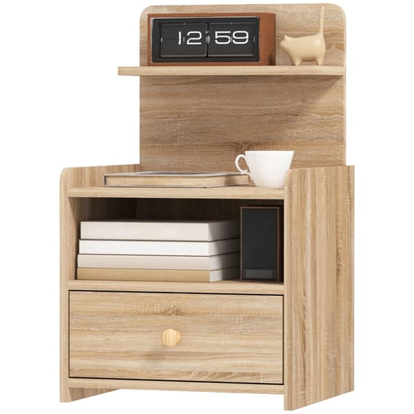SONNENH Sidebord, natbord med opbevaring, spånplade, tip-resistent, moderne, naturligt træ