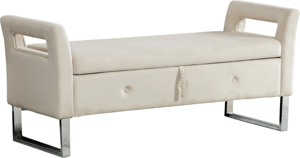 SONNENH Sammet förvaringspall med armstöd för vardagsrum, entré och sovrum, Beige
