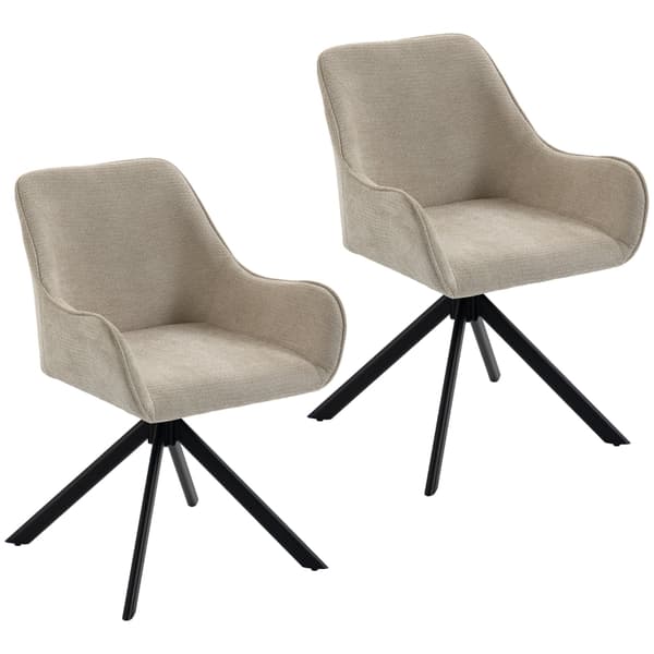 SONNENH Spisestuestol – sæt med 2, Polyester, Beige, 60 × 55 × 82 cm
