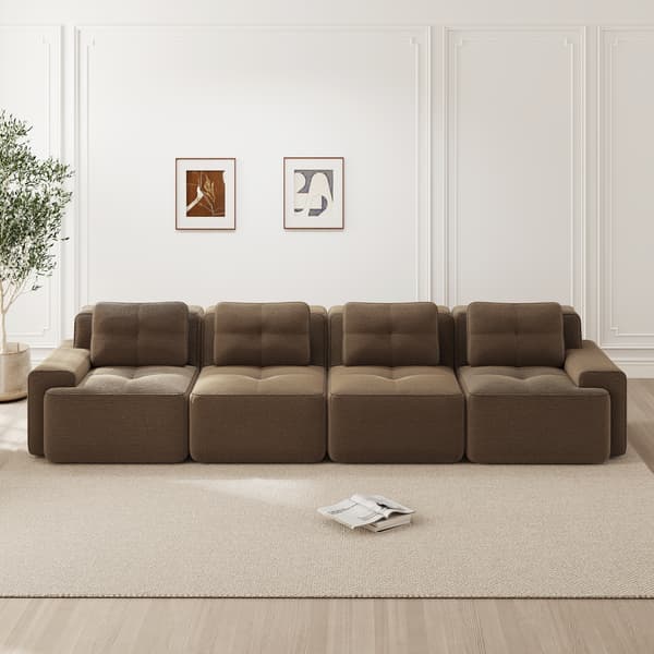 SONNENH Boneless Sofas för vardagsrum, Modular Sofa, 4 Seater Comfortable Upholstered Deep Seat Corduroy Cloud Sofa, Montering Gratis Soffa