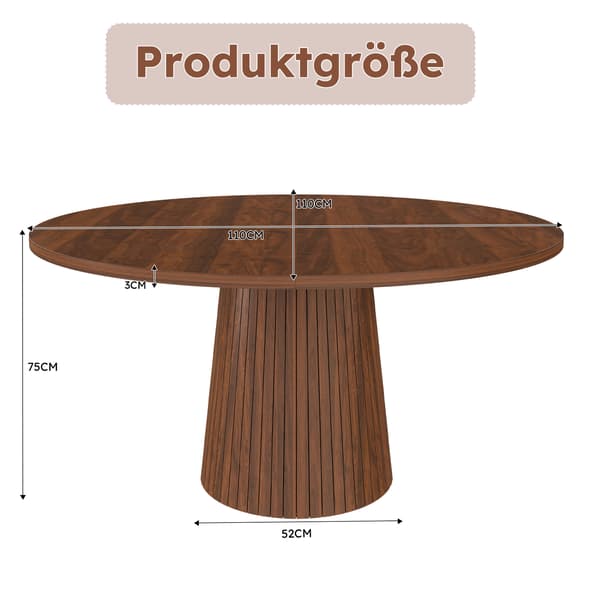 SONNENH Spisebord, MDF, Valnød, 110 × 110 × 75 cm