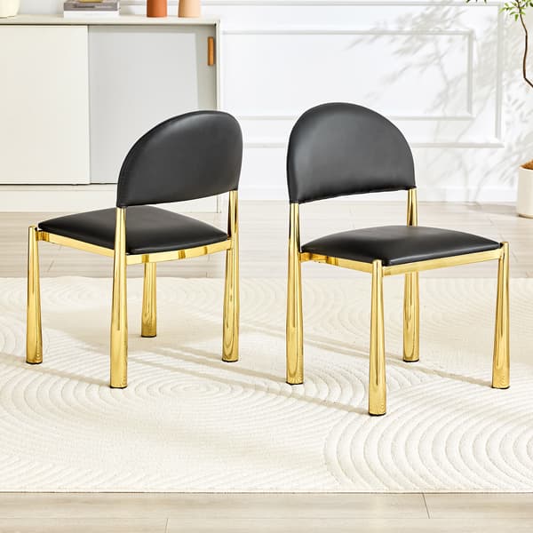 SONNENH Spisestuestol – sæt med 2, PU, Sort, 45 × 48 × 80 cm