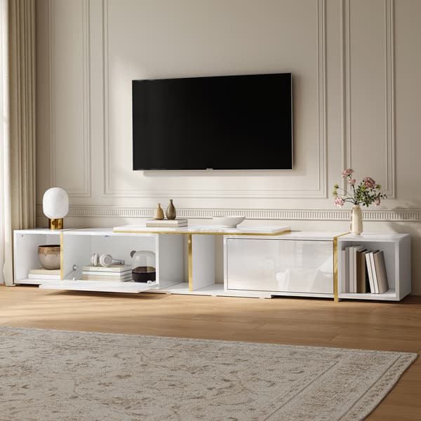SONNENH TV-bord, Spånplade, Hvid, 275 × 35 × 37 cm