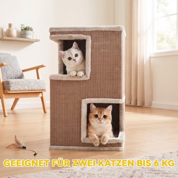 SONNENH Kradsetønde til kat, Træbaseret plade, Grå, 40 × 40 × 67 cm