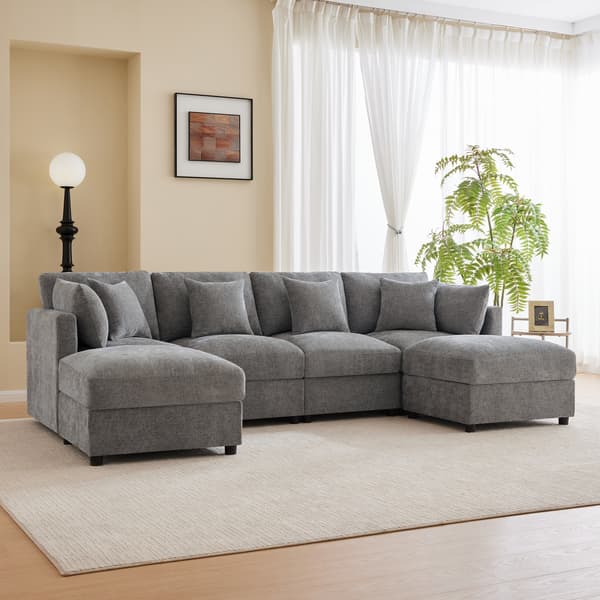 SONNENH Hjørnesofa, Chenille, Grå, 284 × 156,5 × 86 cm