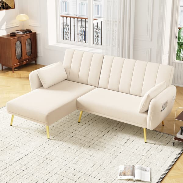 SONNENH Modern hopfällbar soffa, L-formad soffa, bäddsoffa med extra hörn, hörnsoffa med sovfunktion, lämplig för vardagsrum, sovrum, hemmabio