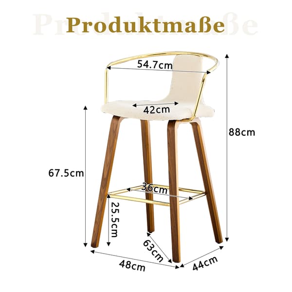 SONNENH Barstol – set med 2, Trä, Vit, 54,7 × 44 × 88 cm