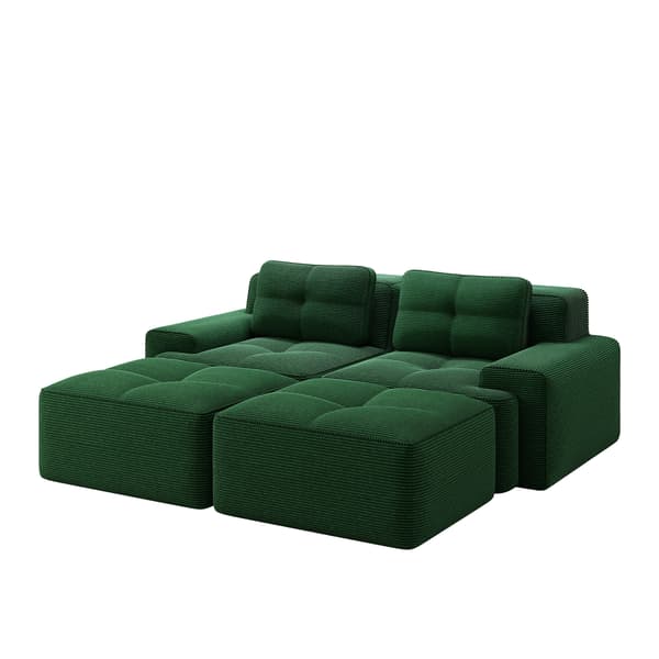 SONNENH Cloud Modular Sofa Boneless U- Shaped Sofa, Komfortabel Corduroy Cloud Sofa, Modular Sofa med Ottoman, Modular Two-Seater Sofa