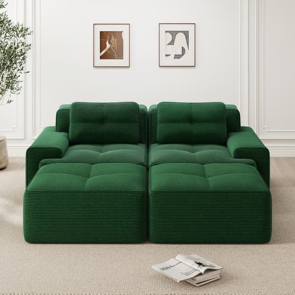 SONNENH Cloud Modular Sofa Boneless U- Shaped Sofa, Komfortabel Corduroy Cloud Sofa, Modular Sofa med Ottoman, Modular Two-Seater Sofa