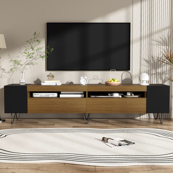 SONNENH Moderne tv-skab, sort og træ look - længde 180 cm