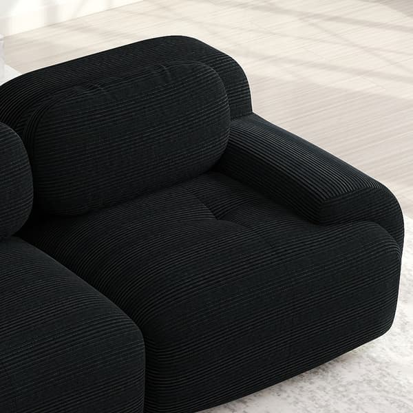 SONNENH Modulær U-sofa uden samling, rammefri sofa, åndbart kordfløjsstof, 32D høj-elastisk polstring, ekstra brede armlæn