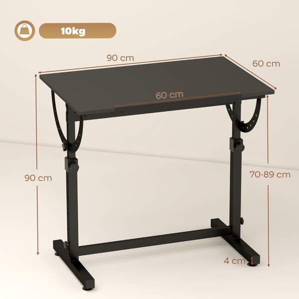 SONNENH Skrivebord, Træ / Metal, Sort, 90 × 60 × 90 cm