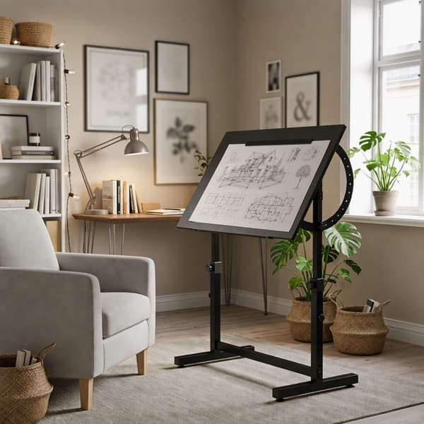 SONNENH Skrivebord, Træ / Metal, Sort, 90 × 60 × 90 cm