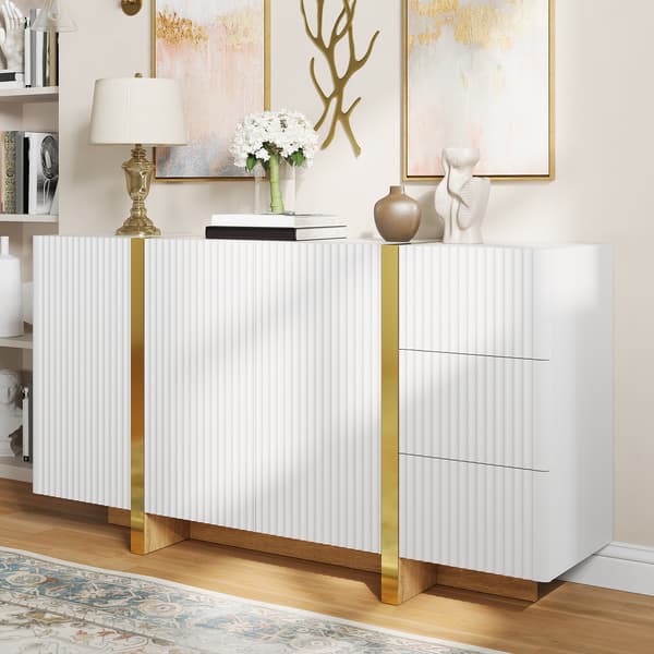 SONNENH Skænk, MDF / Spånplade, Hvid, 140 × 36 × 75 cm