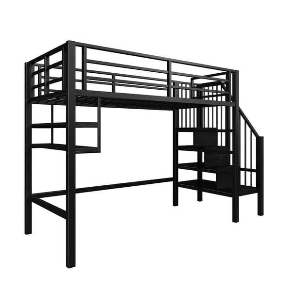 Køjeseng, 90 x 200 cm, sort, med opbevaring, med sengegavl