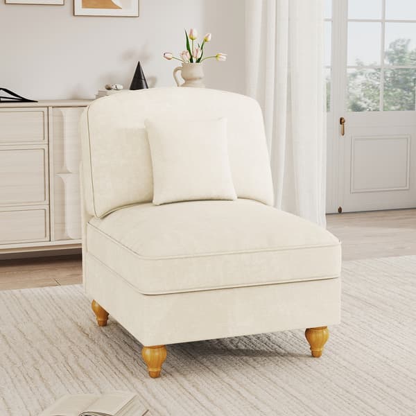 SONNENH Windsor-soffa utan armstöd Chenille med 1 kudde - Vit