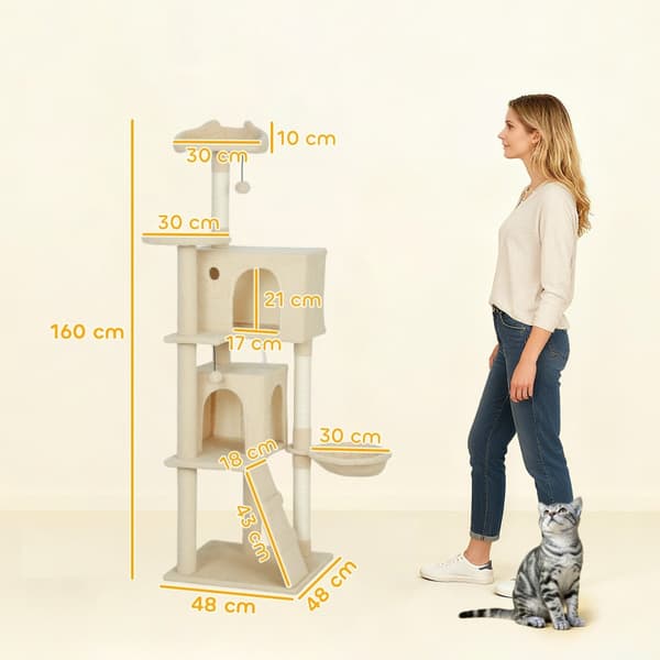 SONNENH Kradsestativ, Polyester, Beige, 48 × 48 × 160 cm