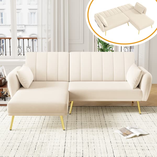 SONNENH Modern hopfällbar soffa, L-formad soffa, bäddsoffa med extra hörn, hörnsoffa med sovfunktion, lämplig för vardagsrum, sovrum, hemmabio