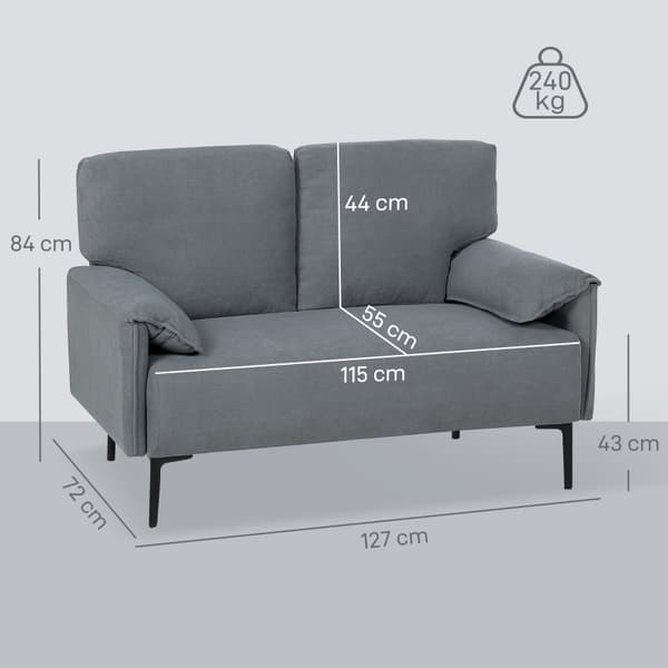 SONNENH 2-sits soffa, tjocka kuddar, sammetsöverdrag, stoppad soffa, Grå