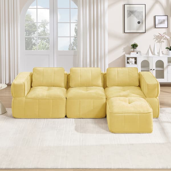 SONNENH 3-sitssoffa, Polyester, Gul, 271 × 162 × 67 cm