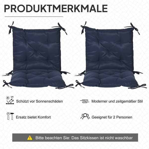 SONNENH Sittdyna – set med 2, Polyester, Blå, 98 × 50 × 8 cm
