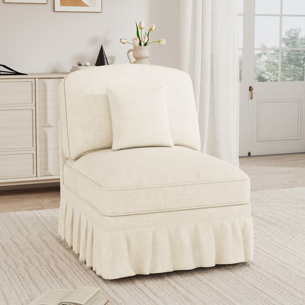 SONNENH Windsor-soffa utan armstöd Chenille med 1 kudde - Vit