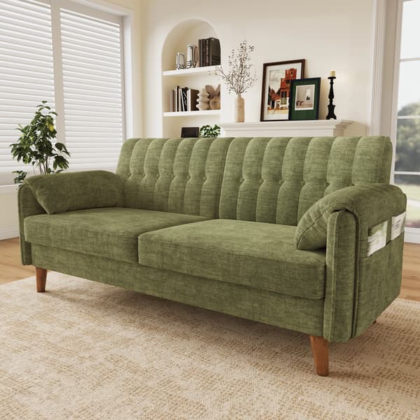SONNENH 2-sitssoffa, Chenille, Grön, 161,5 × 79 × 83,5 cm