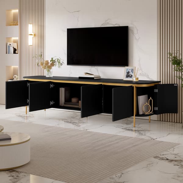 SONNENH TV-bord, MDF, Sort, 180 × 38 × 46 cm