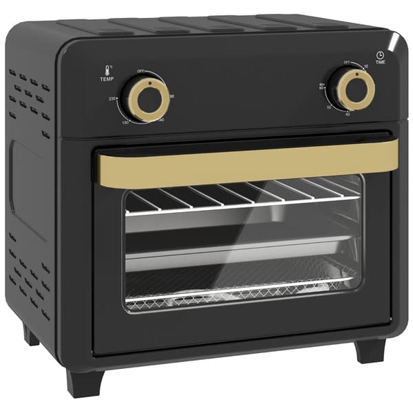 SONNENH Miniovn med varmluft, airfryer, timer, indvendig belysning, 10L, sort