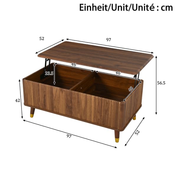 SONNENH Sofabord, MDF, Valnød, 97 × 52 × 56,5 cm