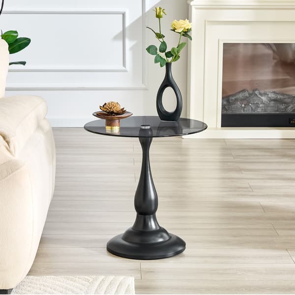SONNENH Sidebord, Glas / Metal, Sort, 50 × 50 × 51,5 cm