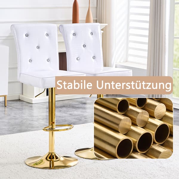 SONNENH Barstol – set med 2, PVC, Vit, 55 × 42 × 125 cm