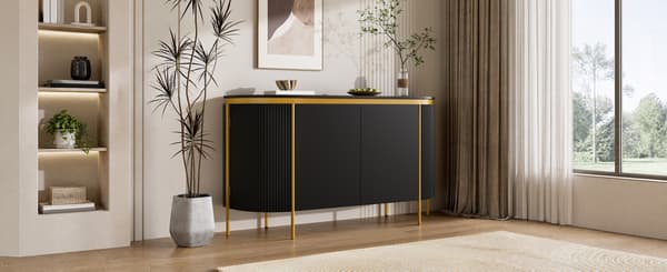 SONNENH Skænk, MDF, Sort, 140 × 38 × 80 cm
