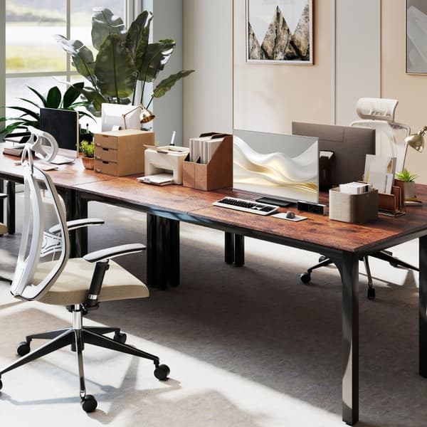 SONNENH Skrivebord, Computer Desk, Rustik Design, Masser af plads, Chipboard, Brown