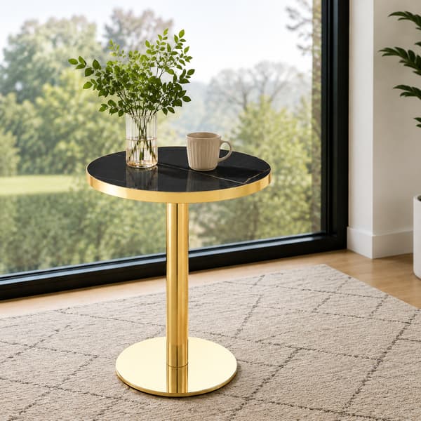 SONNENH Sidebord, MDF, Sort / Guldfarvet, 59,5 × 59,5 × 73,5 cm