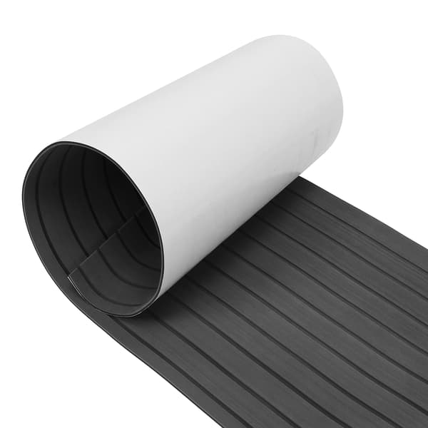 Selvklæbende EVA båddæksmåtte 240×90×0,6 cm, mørkegrå med sorte striber, 6 mm