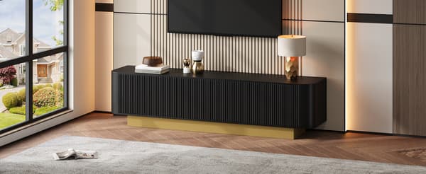 SONNENH TV-bord, MDF / Spånplade, Sort, 170 × 40,5 × 47 cm