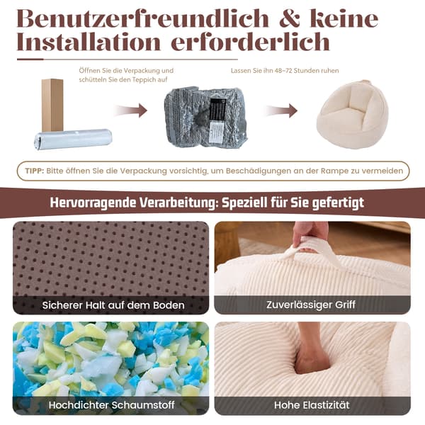 SONNENH Säckstol, Säckstol för vuxna och barn, för vardagsrum, sovrum, lekrum, kontor-Medium (Beige)