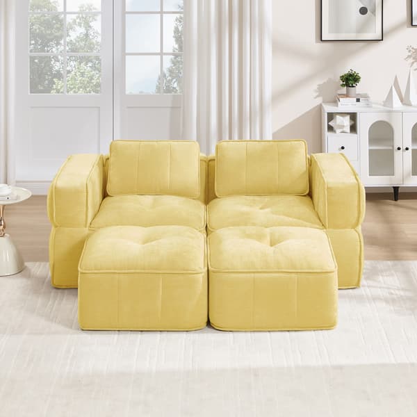 SONNENH 2-sitssoffa – set med 2, Polyester, Gul, 198 × 162 × 67 cm