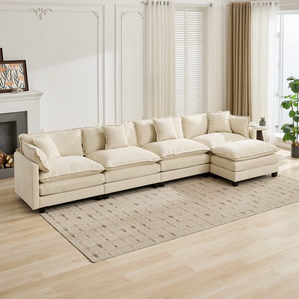 SONNENH Cloud Sofa Ottoman, Modern Sectional Couch, för vardagsrum sovrum och lägenhet, Comfy Double Layer Upholstered Seat Cushion