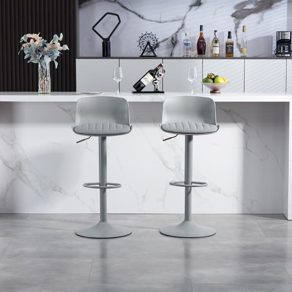 SONNENH Barstol – set med 2, Metall / Klädd, Grå, 43 × 44 × 80 cm