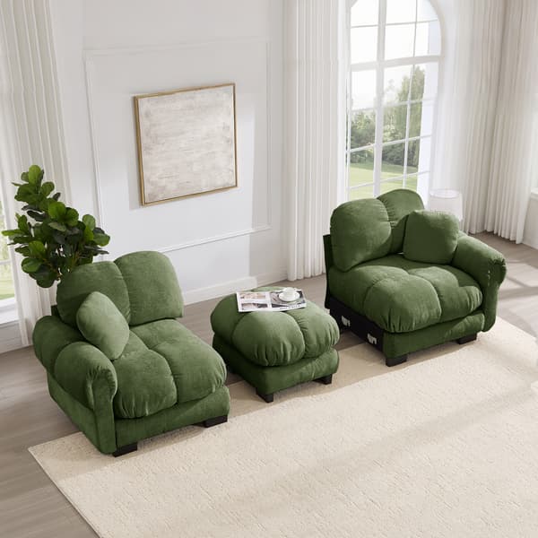 SONNENH 2-Sæder Chenille Sofa, L- formet Modular Corner Sofa, Fine Quiltet Design, Elegant Style, Tyk Sæde Cushions, Soft & Supportive