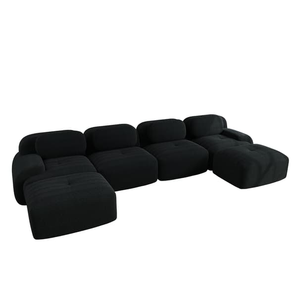 SONNENH Modulær U-sofa uden samling, rammefri sofa, åndbart kordfløjsstof, 32D høj-elastisk polstring, ekstra brede armlæn