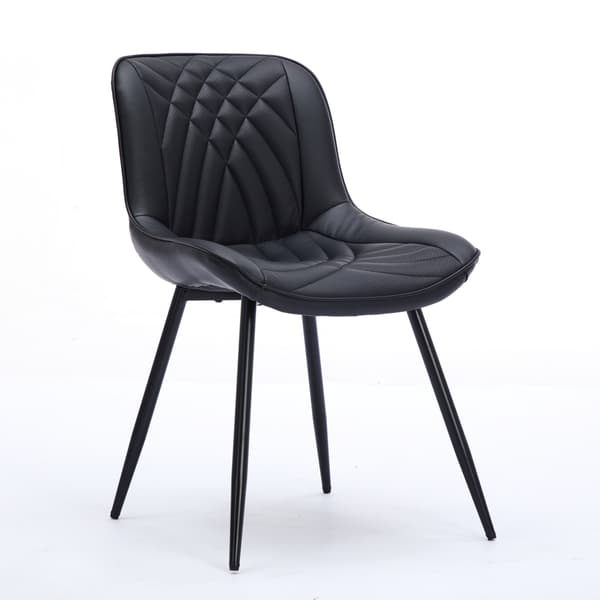 SONNENH Spisestuestol – sæt med 2, PU-kunstlæder, Sort, 64 × 50 × 77 cm