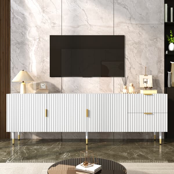 SONNENH TV-bord, MDF / Spånplade, Hvid, 170 × 35,5 × 55 cm